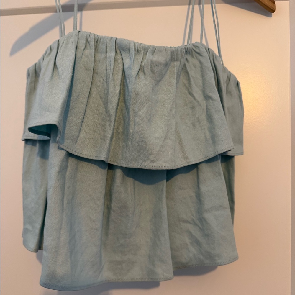 Alice + Olivia Light Blue Smocked Top